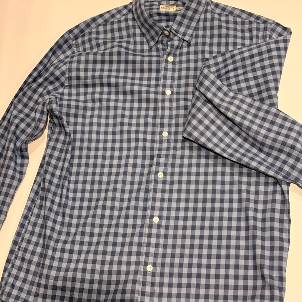 Faherty Brand Movement™ Shirt Navy Gray Gingham Men's Large